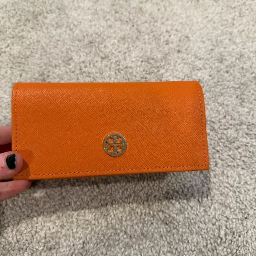 Tory Burch‎ Orange Logo Leather Sunglass Eyeglass Hard Case